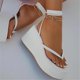 thumbnail image 3 of Strappy Sandals For Women Thick Bottom Peep-toe Sandals Casual Simple Shoes For Shopping Driving Walking-26White39, 3 of 5
