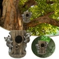 thumbnail image 3 of "Raccoon Tree Stump Bird Feeder Natural Wood Birdhouse with Design for Garden ", 3 of 8