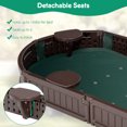 thumbnail image 6 of Vicamelia 6F Outdoor Wooden Elliptical Sandbox with Cover Bottom Liner & Built-in Corner Seating for Beach, Brown, 6 of 7