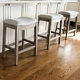 thumbnail image 2 of Adrien 31 Inch Bar Height Upholstered Backless Saddle Barstool in Reclaimed Oak Finish with Ash Grey Fabric Cushion Seat, 2 of 5
