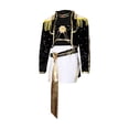 thumbnail image 4 of G'irl's Pop Singer Cosplay Costume, Pop Singer Sequin Anime Stage Performance Outfit, Fringe Jacket and Skirt Set for Halloween Party Fancy Dress Up, 4 of 8