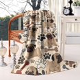 thumbnail image 2 of Pug and Footprint Blanket,Comfortable Soft Flannel Throw Blanket,All Season,Warm Lightweight Blankets for Sofa Bed Couch Living Room Chair,40"x50"(100x130cm), 2 of 4