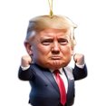 thumbnail image 2 of Patriótico Donald Trump 2024 Adorno Navideño Acrílico Dibujos Animados (E), 2 of 4