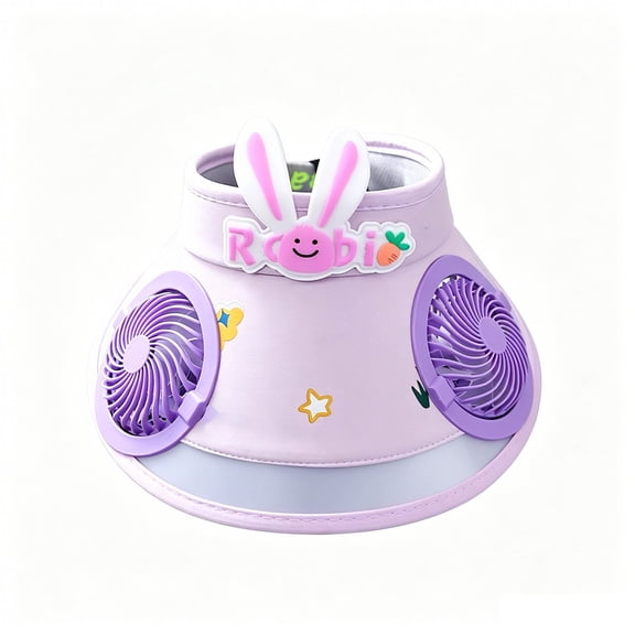 SRZYMJ Kids Solar Fan Sun Hat, Large Brim UV Protection Visor Cap with Dual Fans, Outdoor Cooling Sun Hat for Boys Girls
