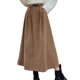 thumbnail image 1 of Falda acampanada vintage de pana de cintura alta y efecto adelgazante para mujer - Vestido largo informal para salir, 1 of 8