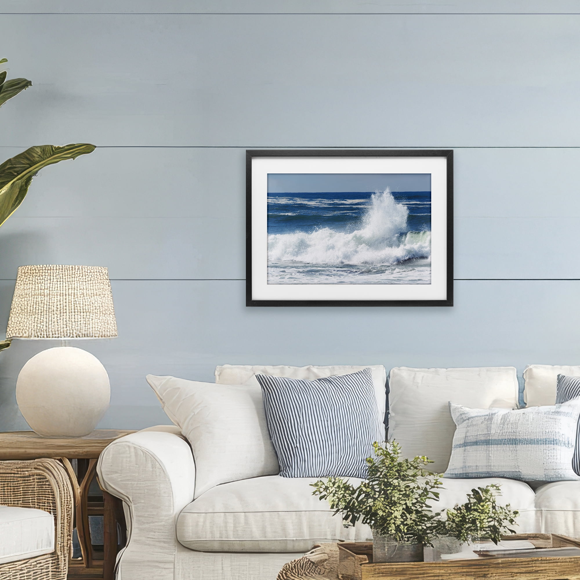 Stupell Industries Crashing Waves Splash Black Framed Print Under Glass, design by JLM Photographs