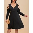 thumbnail image 1 of Vestido Midi de Talla Grande con Hombros Al Aire con Cremallera Rosegal  Vestidos casuales de talla grande, 1 of 5