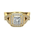 thumbnail image 4 of Diamond Engagement Ring for Women GIA certified Princess Cut Halo Rings Criss Cross Shank 14K Gold 1.50 carat, 4 of 5