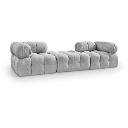 Meridian Furniture Ames 102" Grey Boucle Fabric Upholstered 3pc. Modular Sofa
