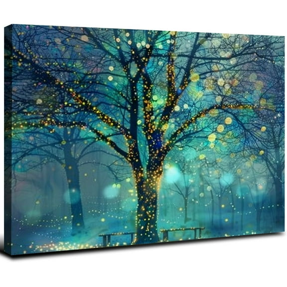 JRXY Teal Tree Wall Art Decor Tree of Life Modern Abstract Canvas Painting Prints Pictures Artwork Home Decor for Kitchen Living Room Dining Room 20x16inch