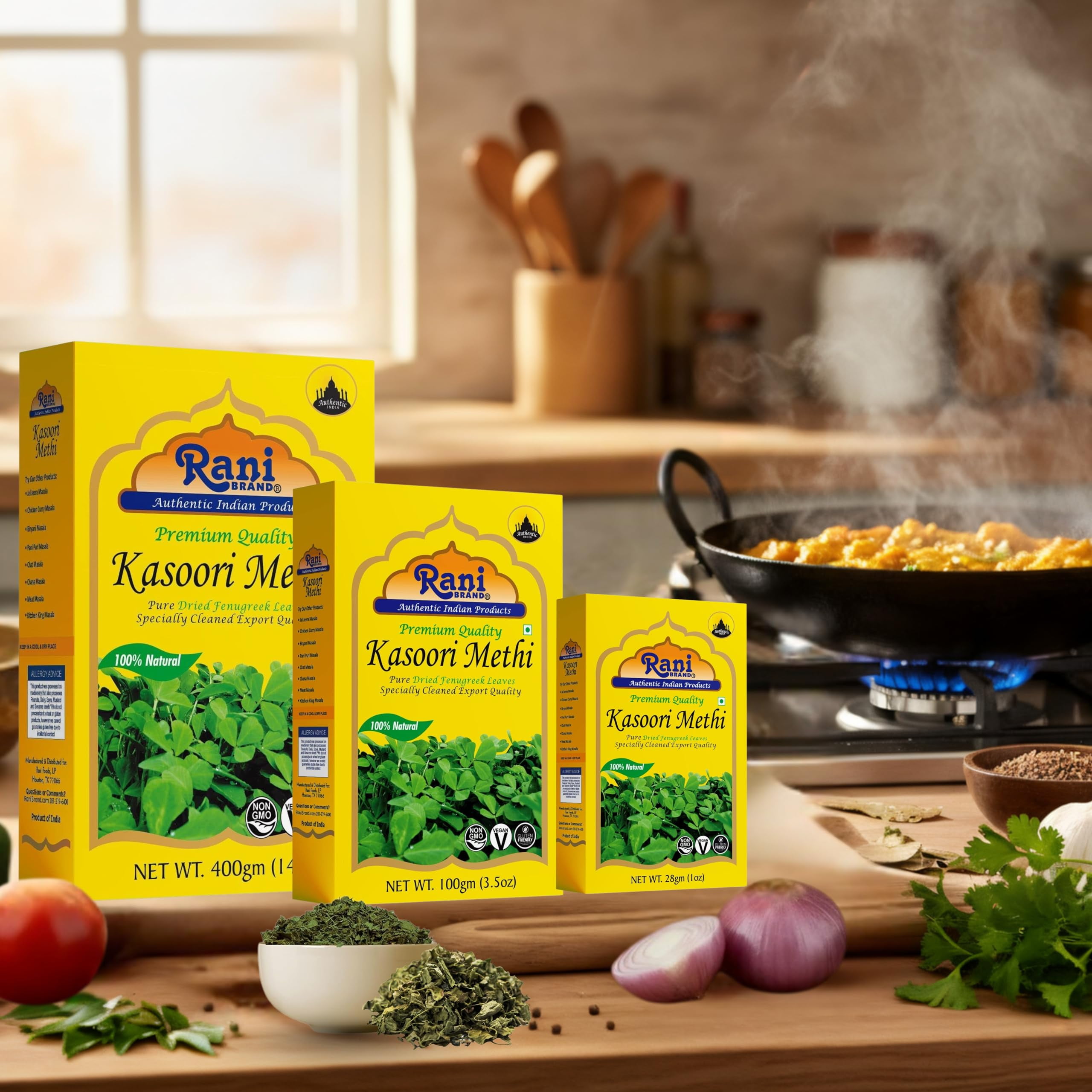 Rani Fenugreek Leaves Dried (Kasoori Methi) 1oz (28g) ~ All Natural | Vegan | Gluten Friendly | NON-GMO | Indian Origin