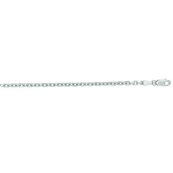 JewelStop 14k White Gold 2.6 mm Diamond Cut Cable Chain with Lobster Clasp - 18 Inches, 7.78gr.