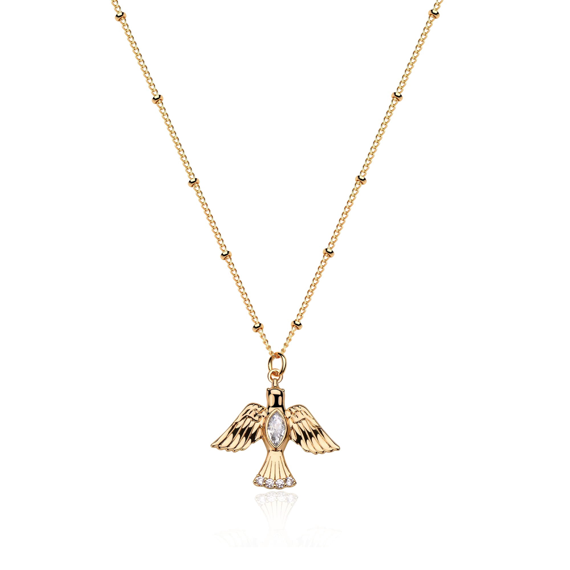 Valloey Rover 14K Gold Plated Personalized Dainty Peace Dove Pendant Necklace Jewelry Gifts for Women