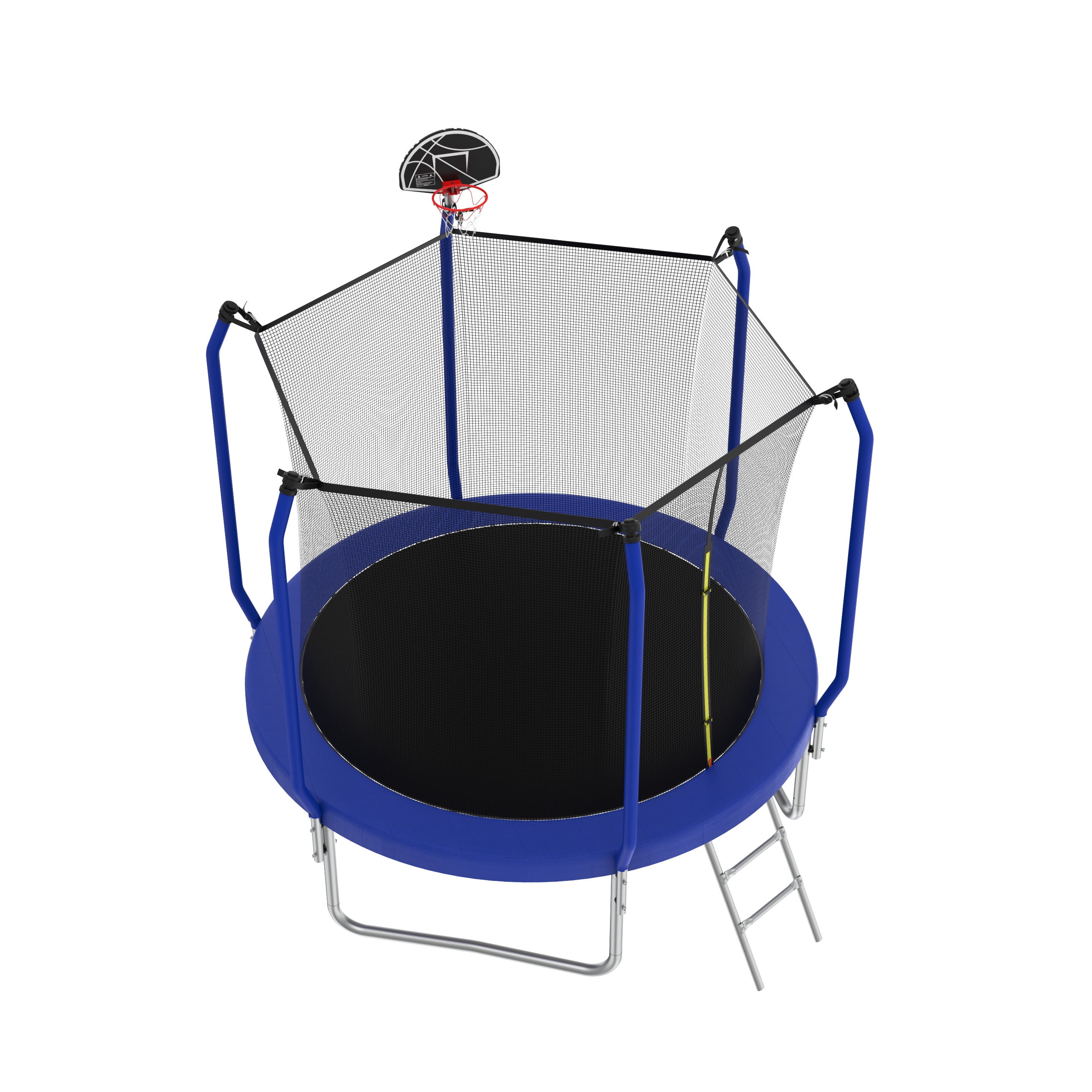 Soges 8FT Trampoline with Basketball Hoop, Reinforced Outdoor Trampoline with Enclosure Net, 1000LBS Capacity for 2-3 Kids