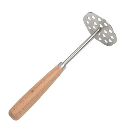 

Guolarizi Stainless Steel Baby Auxiliary Food Mud Press Mashed Potato Household Purple Potato Mud Rammer Wooden Handle Mashing Tool