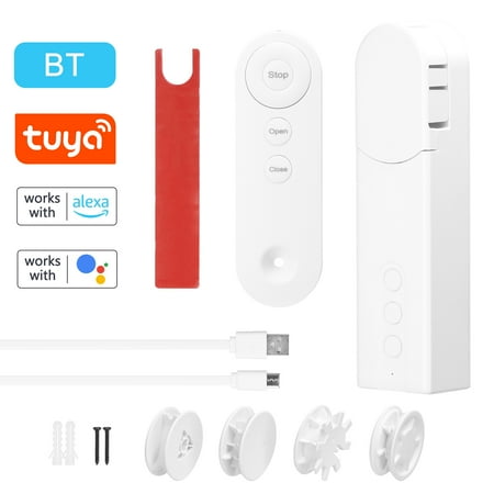 

Htovila BT Intelligent Pull Bead Curtain Motor Electric Roller Blinds Driver Automatic Opener No Wiring Support APP Remote Control Timer Setup Sensing Compatible with Home