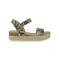 thumbnail image 2 of Soda Women Wedge Sandals Open Toe Ankle Strap Flatform Espadrilles Trim Platform clip-S Beige Python 6, 2 of 3