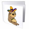 Amusing Cute Sloth wearing Sombrero and eating Taco Cartoon 1 Greeting Card with envelope gc-263830-5