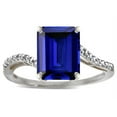 thumbnail image 2 of Star K � Octagon Emerald Cut Big Stone 10x8 Created Sapphire Bypass solitaire ring, 2 of 9