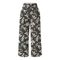 thumbnail image 3 of UPPADA Womens Summer Cotton Linen Palazzo Pants High Waisted Wide Leg Long Lounge Trousers Floral Print Boho Outfit Elastic Waist Pants Stretchy with Pocket Multicolor,S, 3 of 5