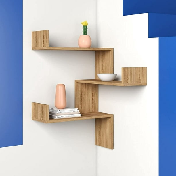JV Home Luksa Collection Corner Bookcase Wall Mounted Stylish