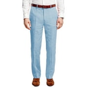 New 5683-2 Brooks Brothers Mens Light Blue Fitzgerald Fit Linen Blend Pants 40W 32L