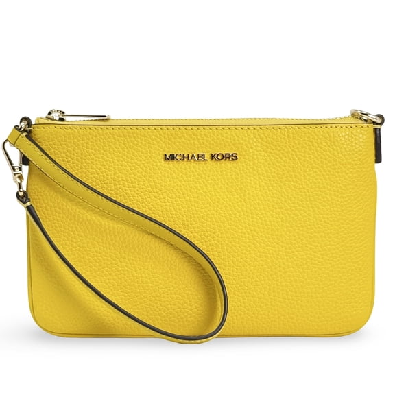 Michael Kors Women's Jet Set Small Pebbled Leather Convertible Wristlet Pouch (Honey)