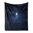 thumbnail image 1 of Night Soft Flannel Fleece Throw Blanket, Full Moon Appearing Among Dark Clouds Scenic Mysterious Midnight Dusk Foggy Heavens, Cozy Plush for Indoor and Outdoor Use, 50" x 60", Dark Blue, by Ambesonne, 1 of 6