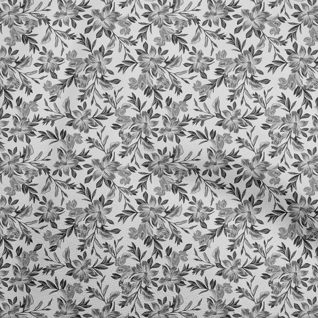 oneOone Cotton Cambric Light Gray Fabric Floral Retro Craft Projects Decor Fabric Printed By The Yard 56 Inch Wide
