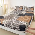 thumbnail image 4 of Homewish Retro Boho Mandala Queen Sheets,Patchwork Geometric Queen Sheet Sets,Brown Gray,4 Pieces,1 Flat Sheet, 1 Fitted Sheet and 2 Pillowcases, 4 of 6
