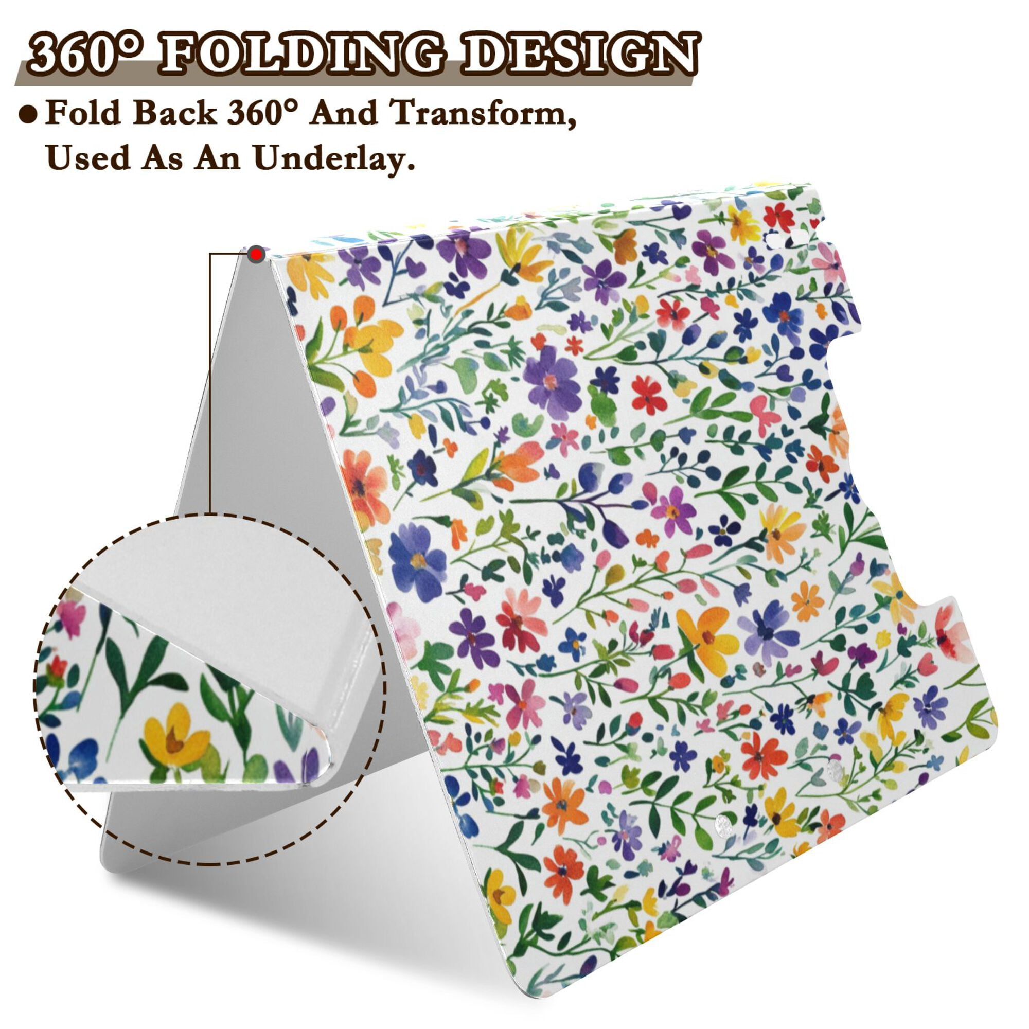 FORMRS A4 Clipboard Folder with Pen Holder Horizontal Foldable School Office Binder, Green Wildflower Pattern