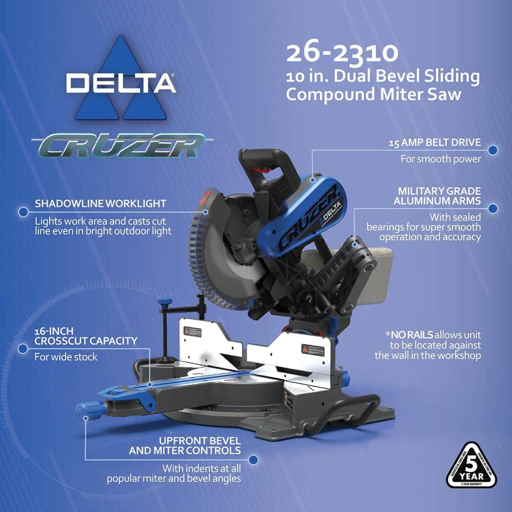 Delta Cruzer 26-2310 10 Inch Dual Bevel Sliding Cruzer Miter Saw