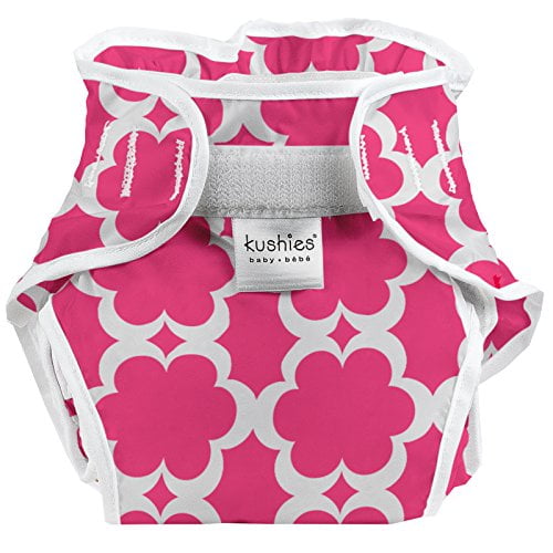 Kushies Baby Infant Waterproof Diaper Wrap, Fuchsia Modern Flowers