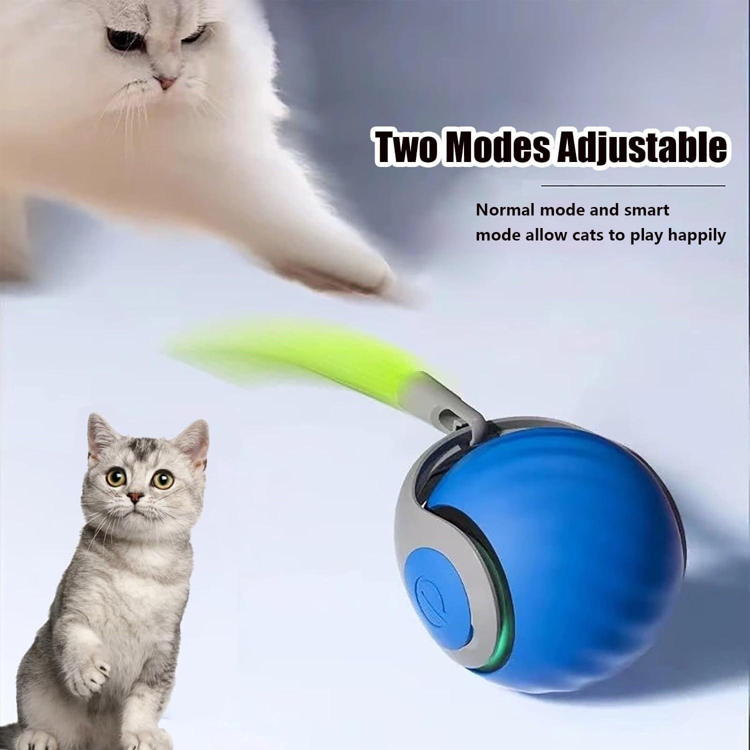 Speedy Tail 2.0, Automatic Moving Cat Toy Ball with Tail, Smart Interactive Cat Toy Ball, Two Speed Adjustment(Orange + Blue)