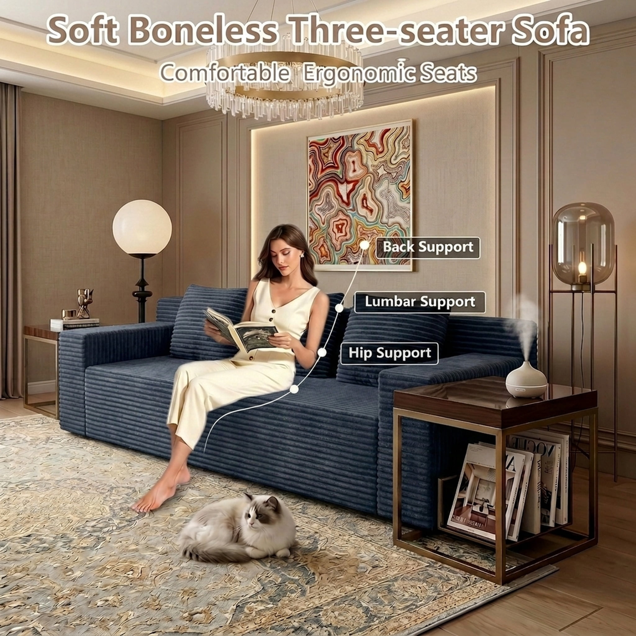 71" Corduroy Cloud Loveseat Sofa for Small Spaces, Memory Foam Boneless Couch in a Box, Compressed Small Loveseat for Living Room Bedroom Apartment, No Assembly Required