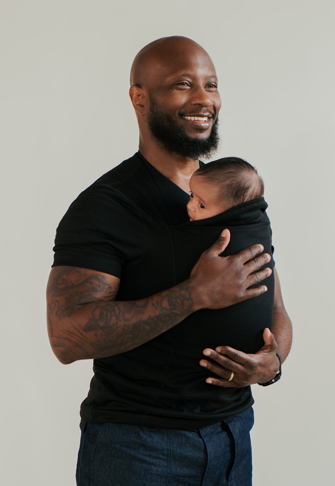 Lalabu The Dad Shirt, Hands-Free Baby Carrier for Newborns Up to 15 Lbs, Black, M