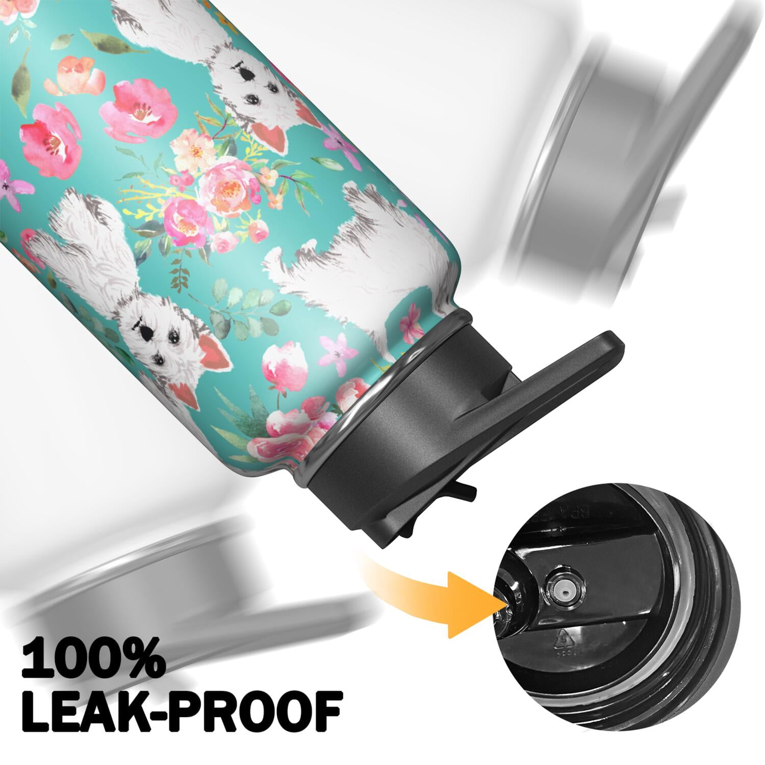 32oz Dog Themed Stainless Steel Dog Water Bottle Camping & Hiking Sports Vacuum Insulated Leak Proof Hot Cold