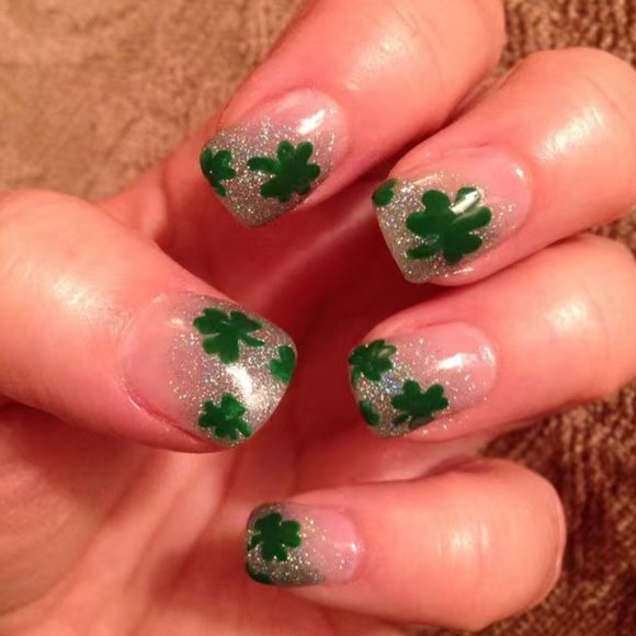 Press on Nails MIXFOSAHN Short Square para el Día de San Patricio, 24 unidades