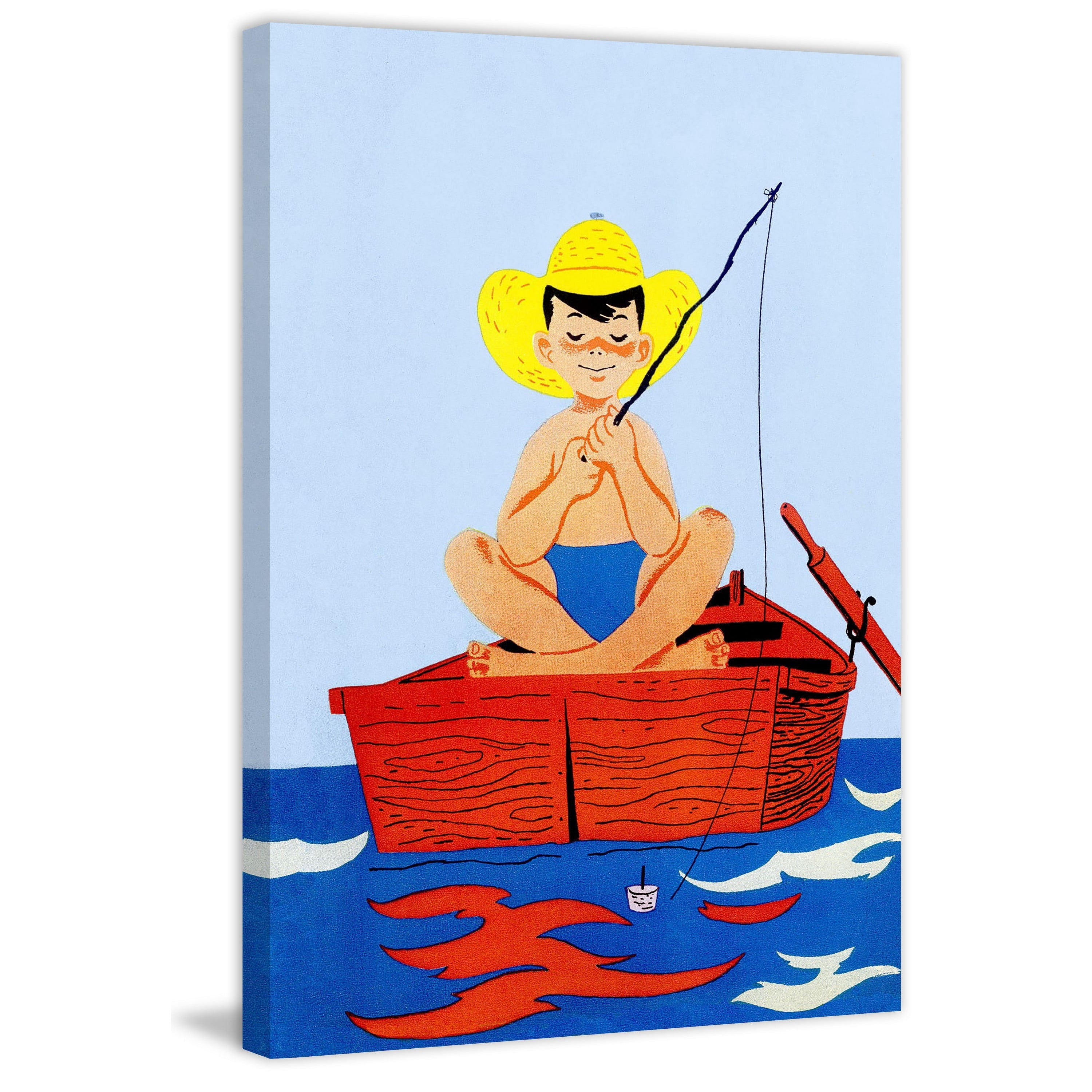 Marmont Hill "Fishing Boy" Painting Print on Wrapped Canvas