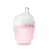 Olababy Gentle Silicone Baby Bottle, Anti-Colic, BPA Free, Easy to Clean and Wide Neck Baby Bottles Best for Breast Feeding Babies (4 Ounce, Rose)