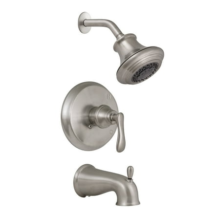 Design House 525782 Madison Traditional Bath and Shower Trim with 3-Function Shower Head, Single-Handle Faucet, Escutcheon and Valve for Bathroom, Satin Nickel