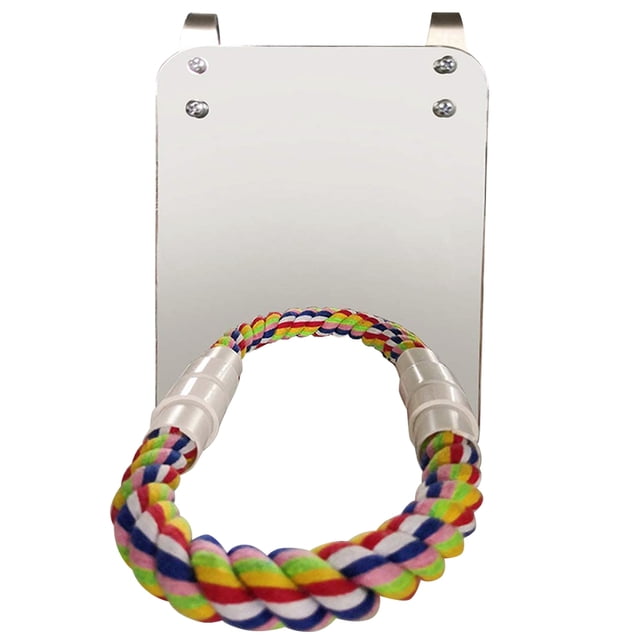 Oubit Bird Mirror Toywith Rope Mirror,Bird Mirror Toy with Bird Cage Chew Toy Parrot Bite Toy Innovative Solution