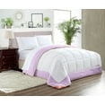 thumbnail image 1 of Full Comforter Dual Tone Lilac 300 GSM Plush Siliconized Microfiber Fill Duvet Insert With 1000 Thread Count Egyptian Cotton Shell Fluffy with Piping & Matching Pillowcases, 1 of 8