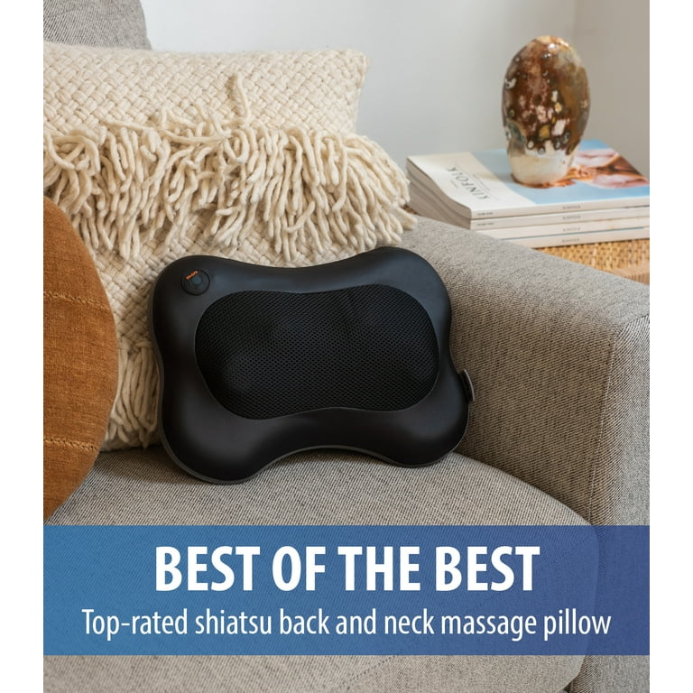 Zyllion Zma13bk Shiatsu Pillow Massager with Heat for Back Neck Shoulders