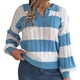 thumbnail image 1 of Suéter de cuello en V para mujer, suéteres de cuello alto, colores contrastantes, suéteres de punto holgados y cómodos de manga larga para mujer, suéter para mujer, 1 of 7