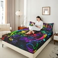 thumbnail image 4 of Castle Fairy Adults Female Men Abstract Gradient Skull Twin Sheet Sets 3pcs,Bohemian Starry Sky Twin Fitted Sheet Microfiber,Gothic Style Animal Breathable Flat Sheet,Ultra Soft Home Decor, 4 of 7