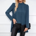 thumbnail image 2 of Timegard Hauts Fluides pour Femmes Col Montant Manches Longues Blouse Légère Automne Travail Décontracté Hauts Amples, 2 of 9