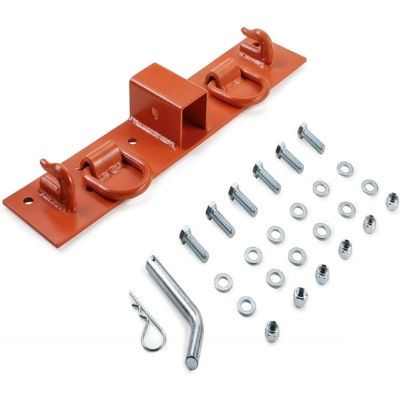 OneChoi Tractor Bucket Hooks Bolt on Hooks 2” Receiver, G70 Grade Grab Hooks, Forged D Rings, Tow Hook Bolts for Universal Tractor Buckets (Orange 1.5“ Bolt)