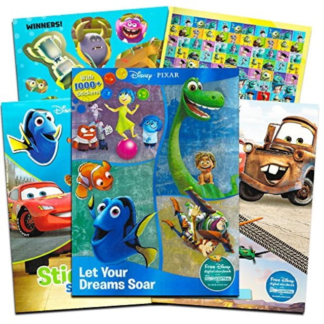 Disney Pixar Coloring Sticker Book Set Kids Toddlers 3 Activity Books