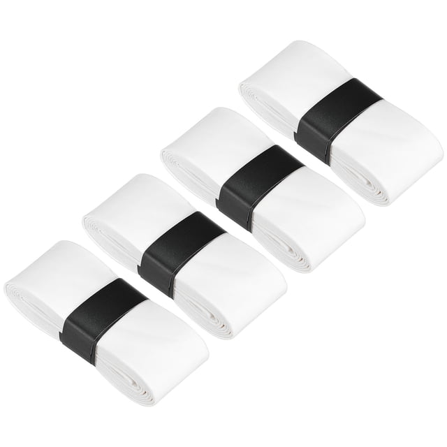 Unique Bargains Anti Slip Sweatband Absorbent PU Tennis Badminton Racket Grip Tape, White 4 Pack
